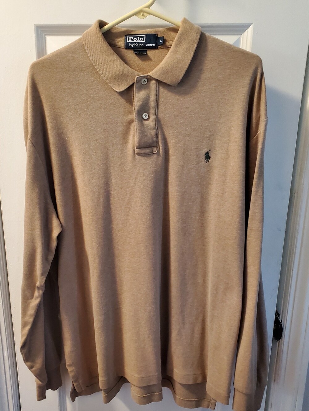 Polo by Ralph Lauren Tan Long-Sleeve Polo Shirt Large